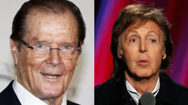 Sir Roger Moore, Sir Paul McCartney (Reuters