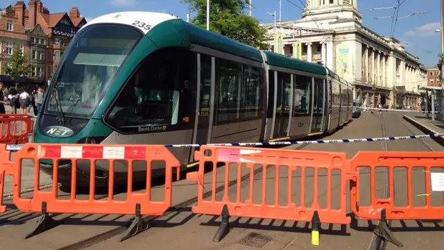 Derailed tram