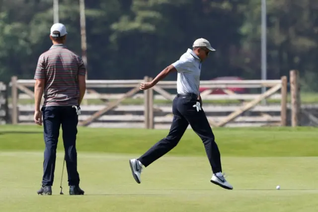 Barack Obama playing golf in St Andrews