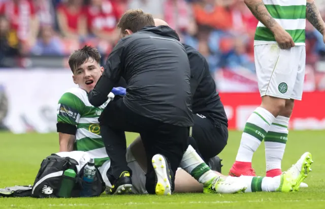 Kieran Tierney receives treatment