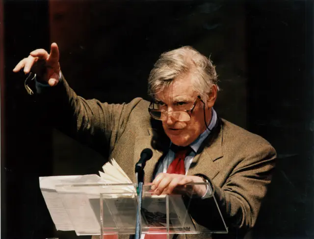 Ted Hughes speaks at the Hay Festival, 1996
