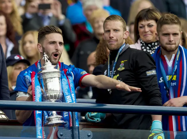 Graeme Shinnie lifts the Scottish Cup with Inverness