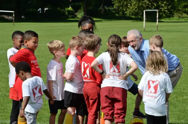 Jeremy Corbyn on Hackney Marshes