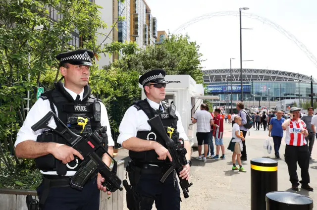 Armed police outside Wembley