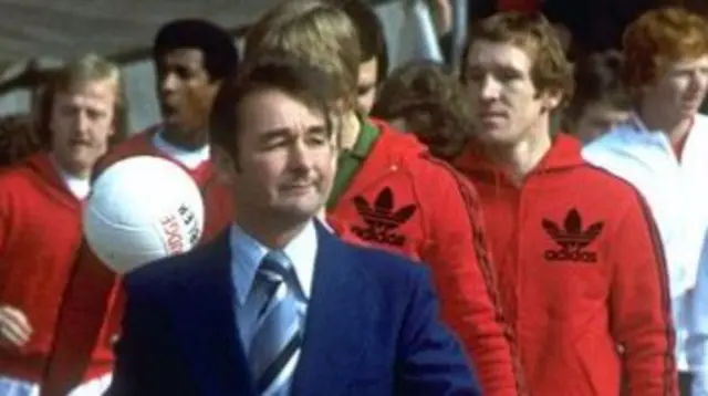 Brian Clough (front) with Ian bowyer to his right