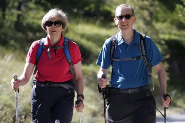 Theresa May and husband hiking