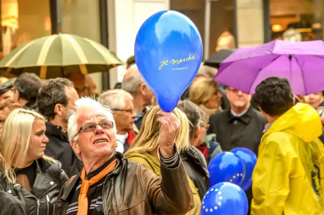 Macron supporters in Amiens, France, 3 May