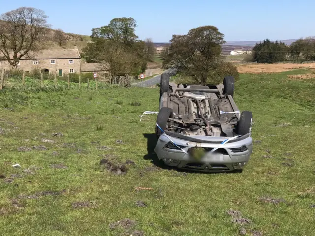 Car on its roof