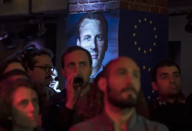 Macron supporters in Paris, 3 May