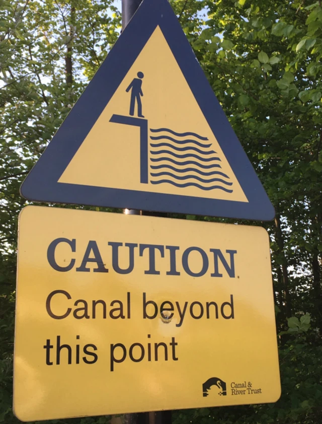 Canal danger sign