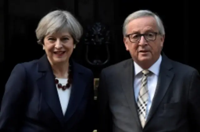 Theresa May with Jean-Claude Juncker