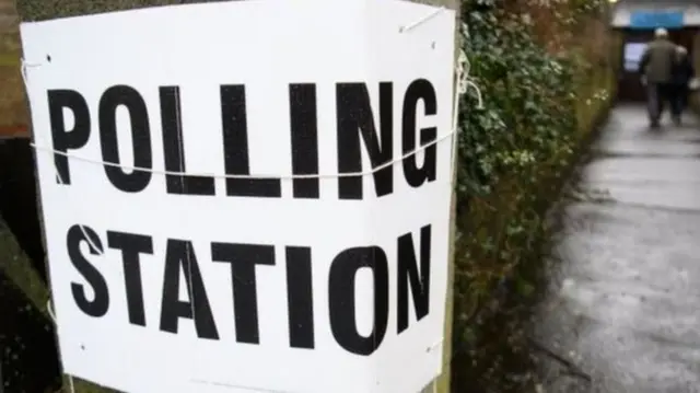 Polling station sign