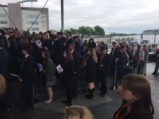 People outside Senedd