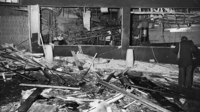 Damage after the pub bombings