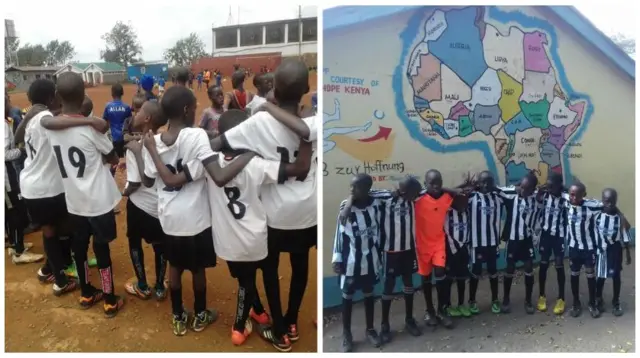 Football kit with African children