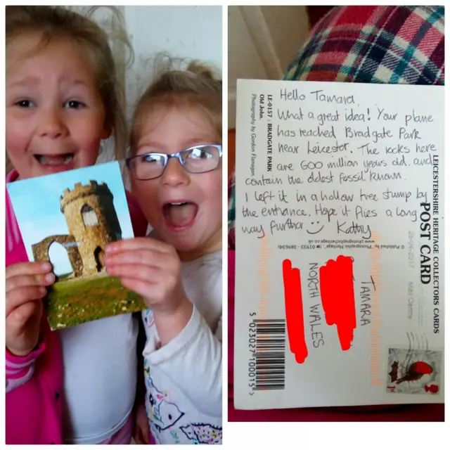 Children with a postcard