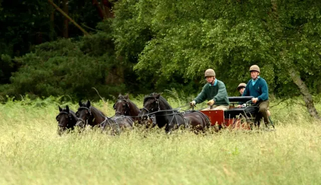 The Duke of Edinburgh in carriage with four horses