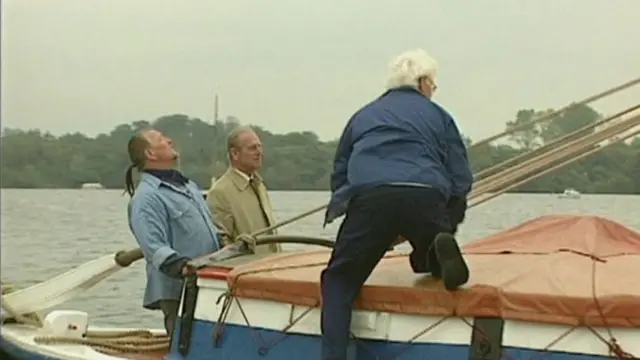 Prince Philip on board a wherry