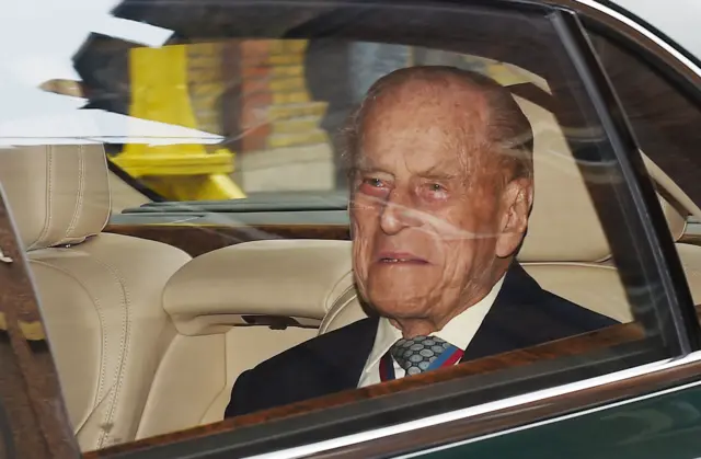 Prince Philip in a car