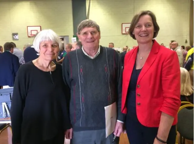Viv Stoddart, with her husband Mike Stoddart and their daughterTessa Hidgson who were all elected