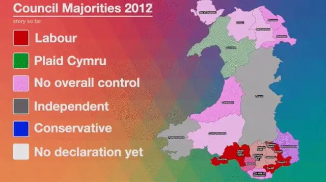 A 2012 graphic of council areas in Wales