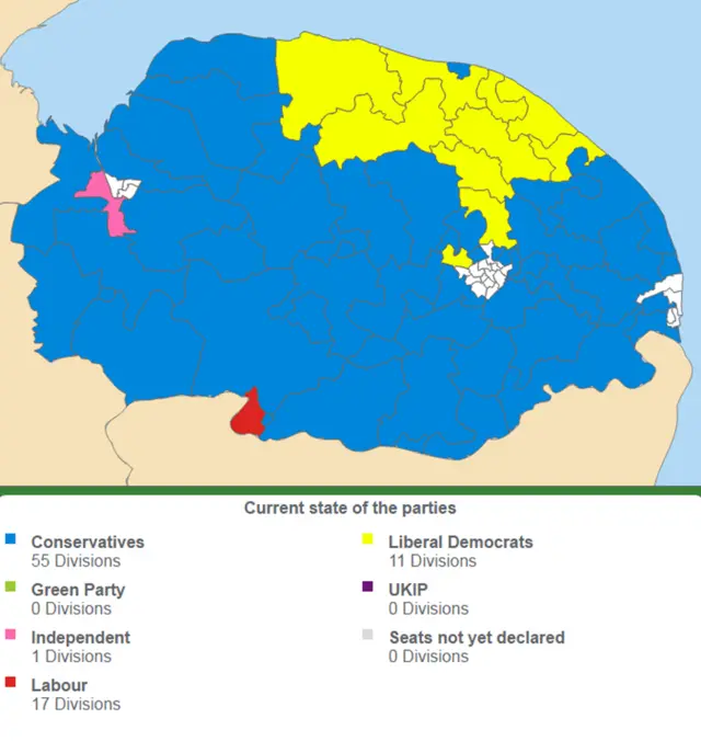 Election map for Norfolk