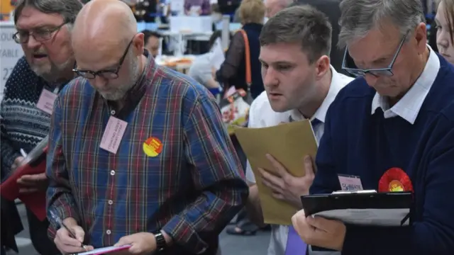 Interested parties watching the proceedings at the Bridgend count