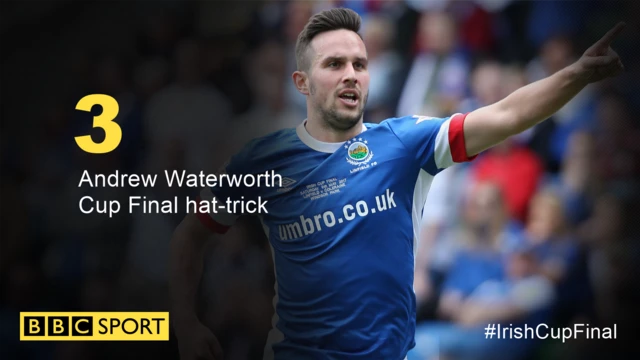 Linfield's Andrew Waterworth scores three in the 2017 Irish Cup Final