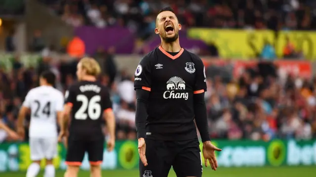 Kevin Mirallas of Everton reacts