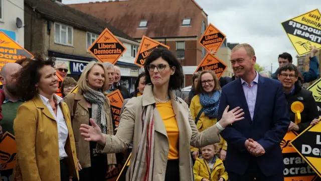 Layla Moran and Tim Farron campaigning