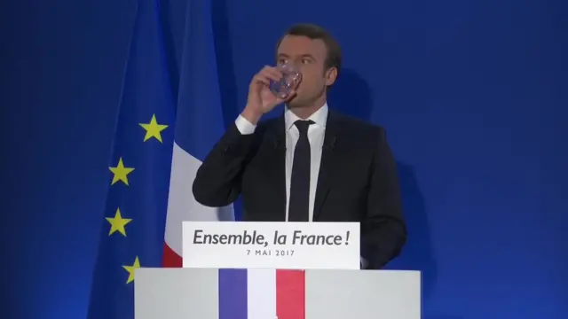 Macron drinking water