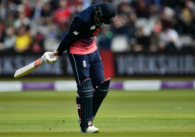 Joe Root walks off after losing his wicket