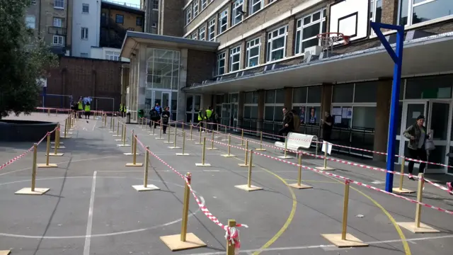 Outside the French embassy in London on 7 May 2017