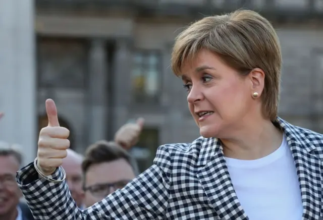 First Minister Nicola Sturgeon in Glasgow's George Square to mark the party's victory in the local elections