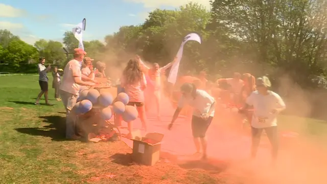 Tim Farron at the Kendal Colour Dash