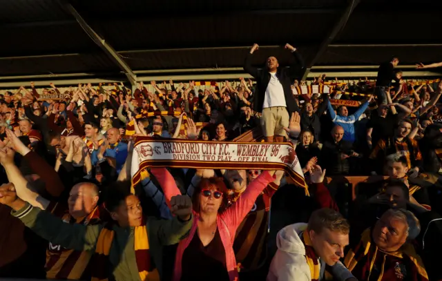 Bradford fans celebrate