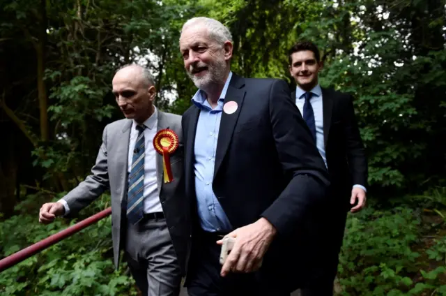 Labour leader Jeremy Corbyn arrives at an election campaign event in Derby