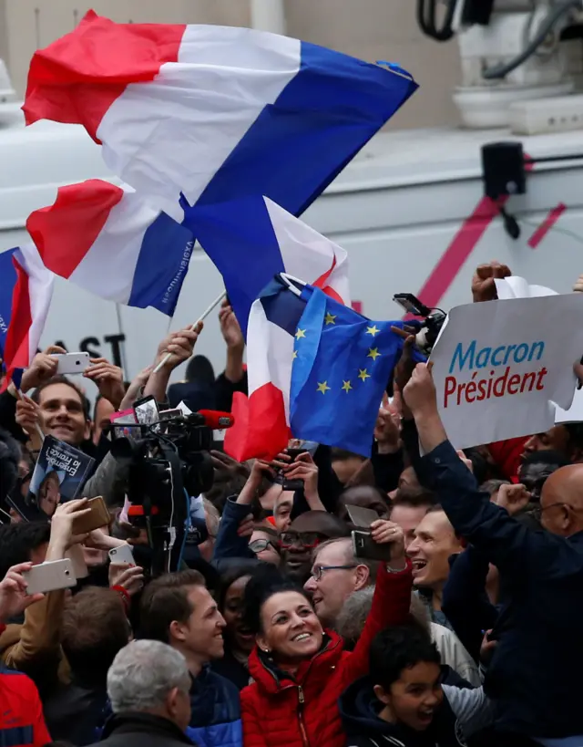 Macron supporters celebrate