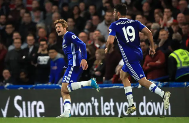 Marcos Alonso celebrates