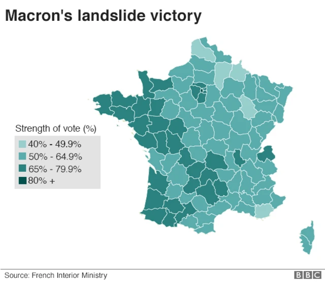 Map of macron results