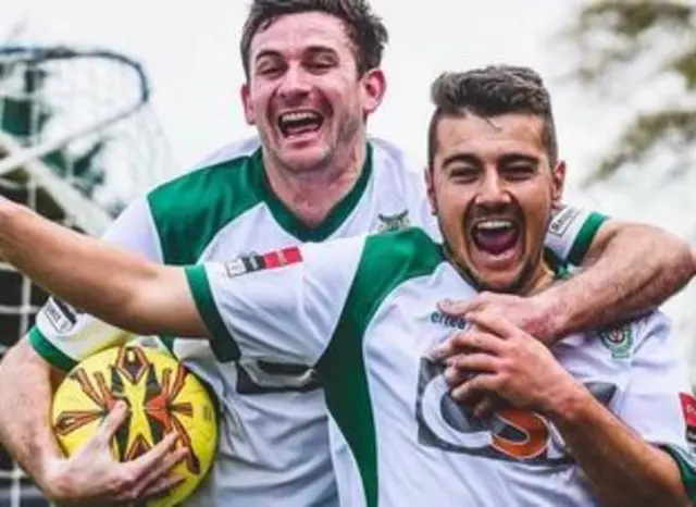 James Crane and Ollie Pearce celebrate for Bognor Regis Town