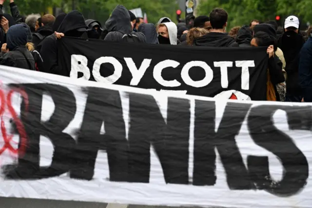 Protesters in Paris. 8 May 2017