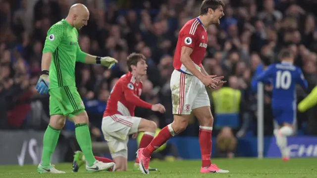 Middlesbrough's players react to going 3-0 down