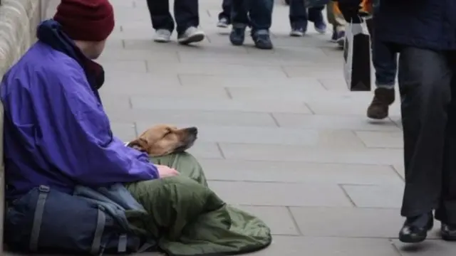 A man begging