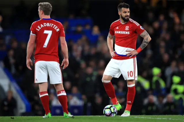 Alvaro Negredo waits to kick off after Boro go 3-0 down