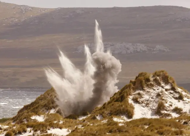 A mine is detonated near Stanley