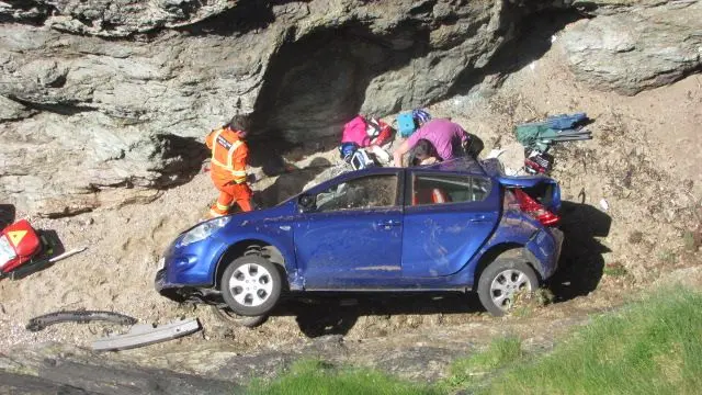 Car over cliff