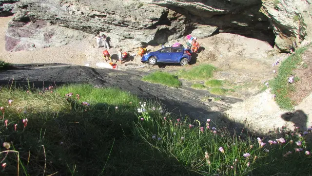 Car over cliff