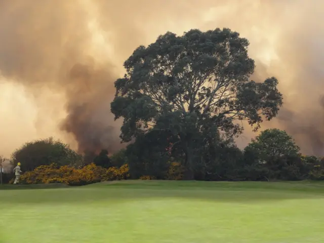 Fire from golf course