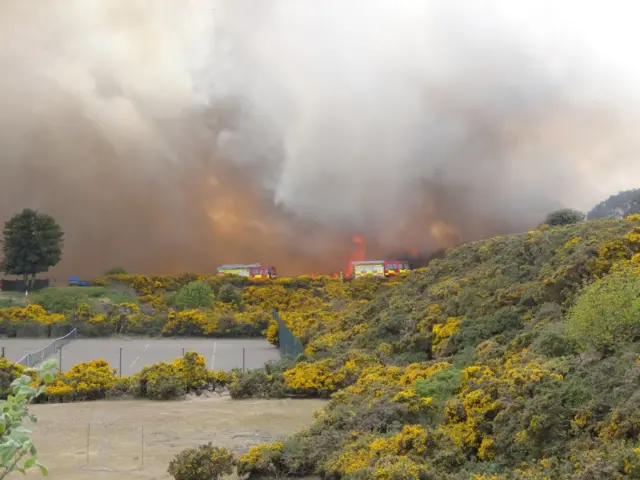 Fire engines at scene of fire